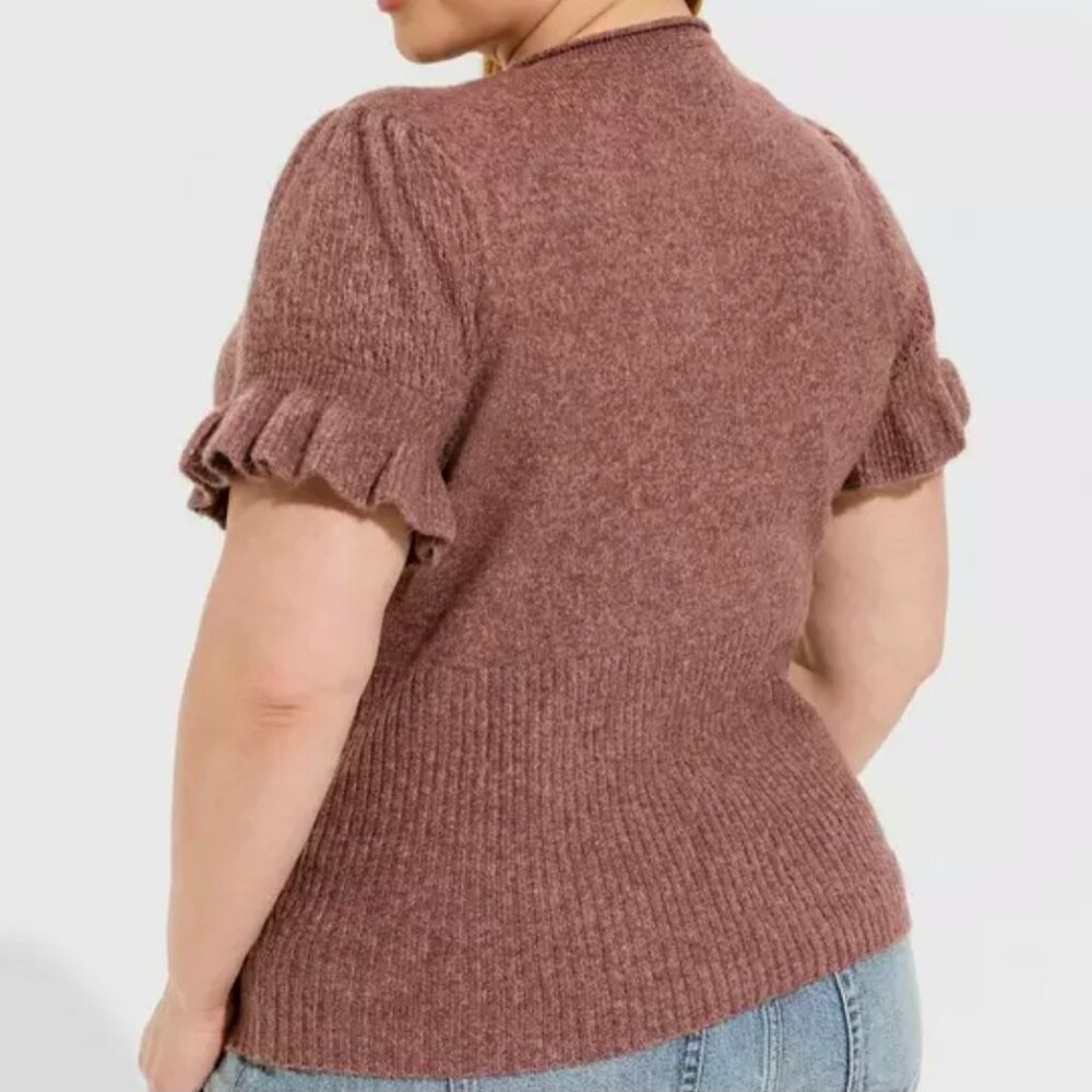 NWOT Torrid Vintage Style Short Ruffle Sleeve Sweater 1X - Picture 4 of 5